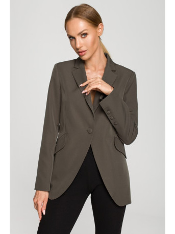 M701 Single button blazer with asymmetrical pockets - khaki