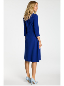 M335 Siauresnė suknelė su klostėmis priekyje - karališka mėlyna