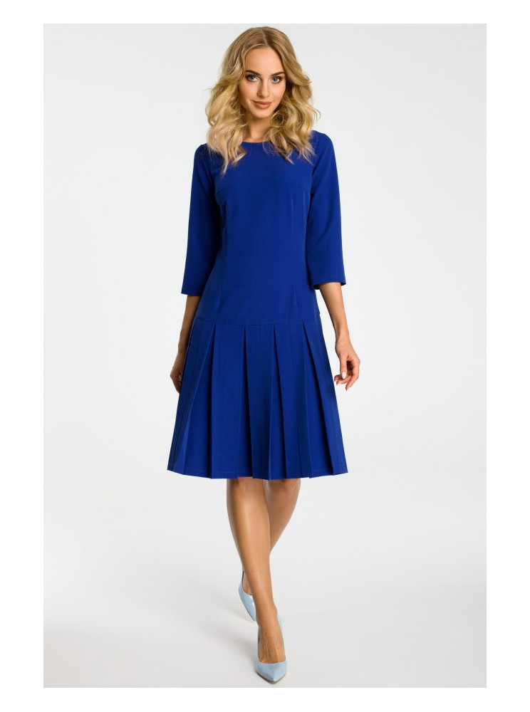 M336 Siaurėjanti suknelė klostėmis - karališka mėlyna