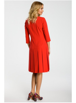 M336 Klostuota suknelė žemintu liemeniu - raudona