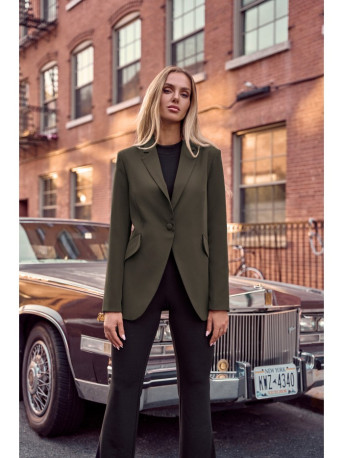 M701 Single button blazer with asymmetrical pockets - khaki