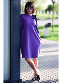 B070 Laisvo stiliaus suknelė su raišteliu - violetinė