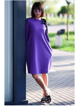 B070 Laisvo stiliaus suknelė su raišteliu - violetinė