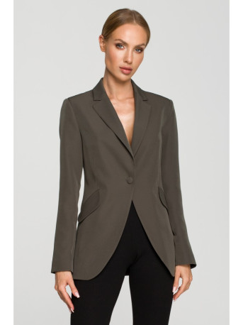 M701 Single button blazer with asymmetrical pockets - khaki