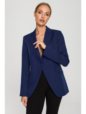M701 Single button blazer with asymmetrical pockets - navy blue