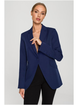 M701 Single button blazer with asymmetrical pockets - navy blue
