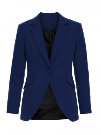 M701 Single button blazer with asymmetrical pockets - navy blue