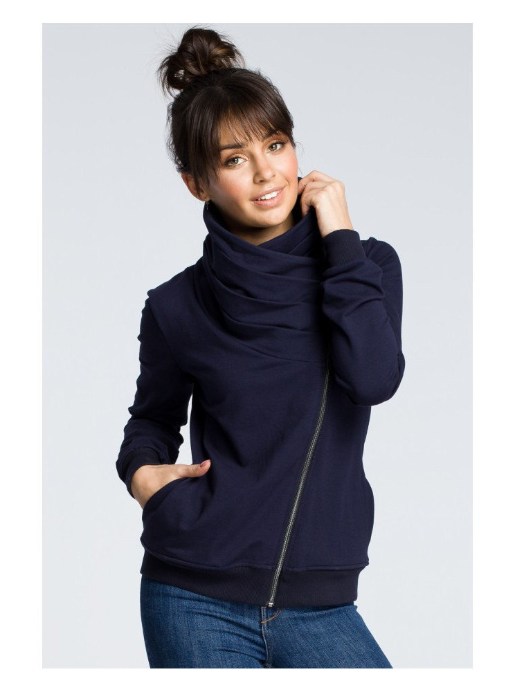 B071 Džemperis su užtrauktuku - tamsiai mėlyna