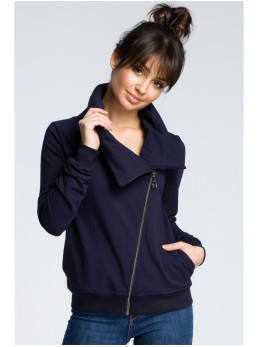 B071 Džemperis su užtrauktuku - tamsiai mėlyna