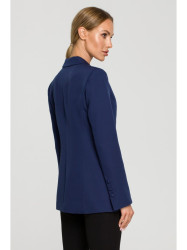 M701 Single button blazer with asymmetrical pockets - navy blue