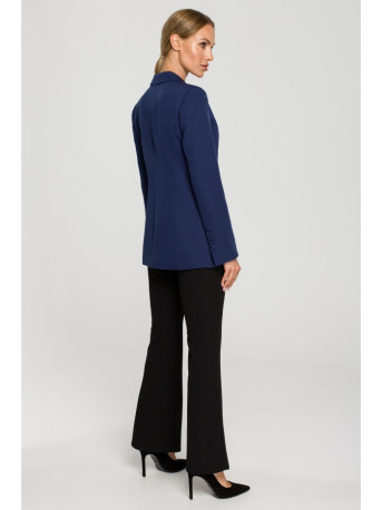 M701 Single button blazer with asymmetrical pockets - navy blue