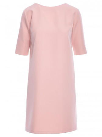 S113 Minimalistinė suknelė atvira nugara - pudros
