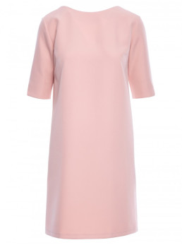 S113 Minimalistinė suknelė atvira nugara - pudros