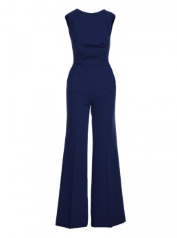 S115 Plačios kelnės kombinezonas - tamsiai mėlyna