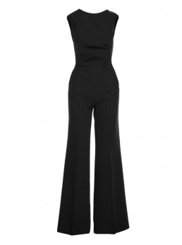 S115 Plačios kelnės kombinezonas - juoda