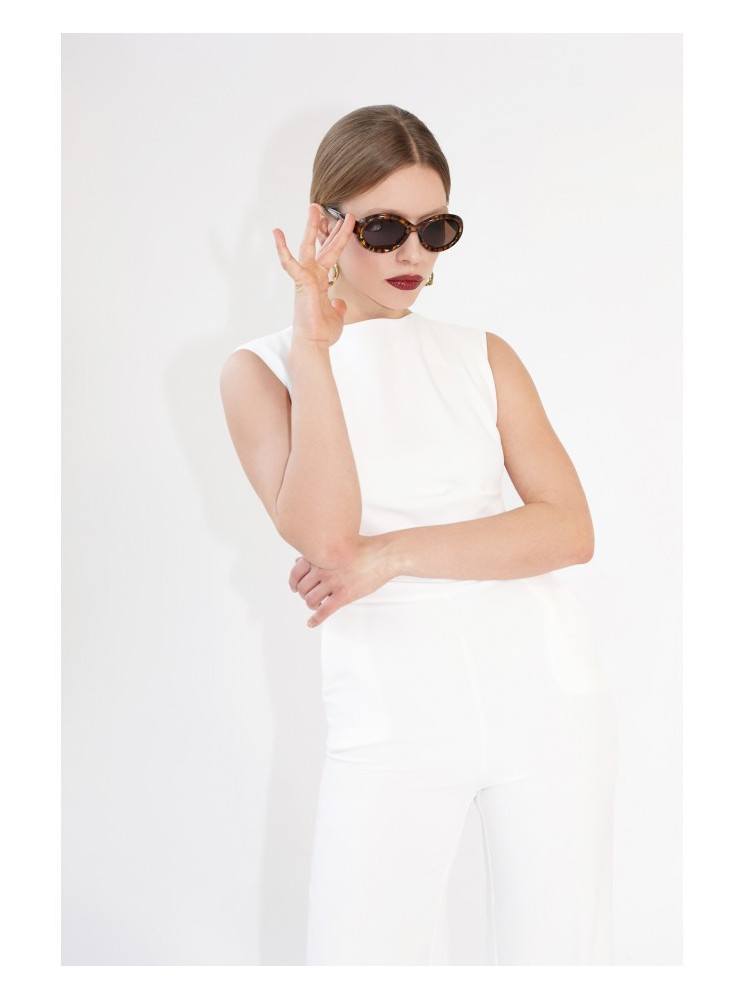 S115 Plačios kelnės kombinezonas - nebalinta