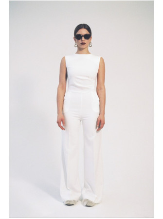 S115 Plačios kelnės kombinezonas - nebalinta