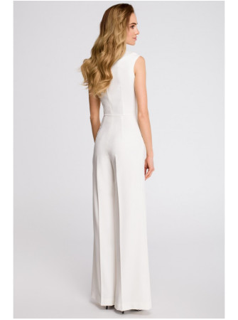 S115 Plačios kelnės kombinezonas - nebalinta