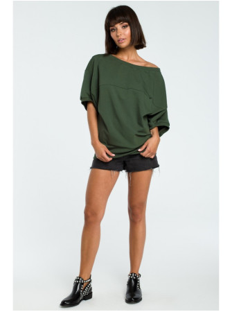 B079 Didelė palaidinė su užsegamu priekiu - military green