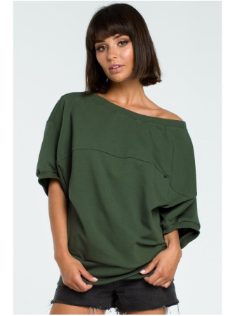 B079 Didelė palaidinė su užsegamu priekiu - military green