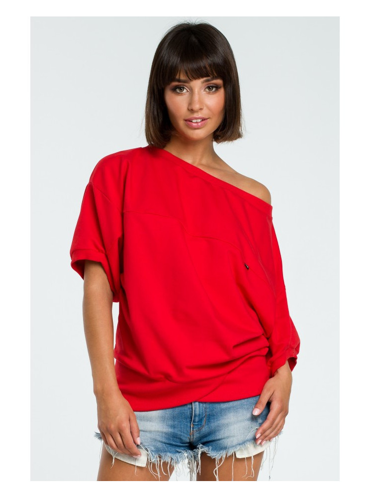 B079 Didelė palaidinė su apjuosimo detale - raudona