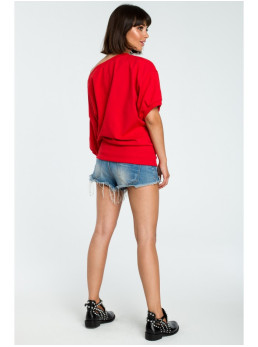 B079 Didelė palaidinė su apjuosimo detale - raudona