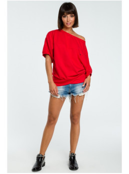 B079 Didelė palaidinė su apjuosimo detale - raudona