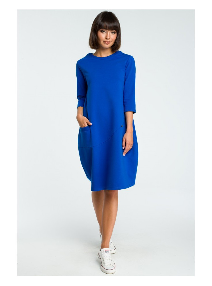 B083 Didelė suknelė su kišene - karališka mėlyna