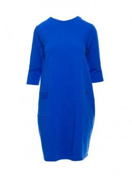 B083 Didelė suknelė su kišene - karališka mėlyna