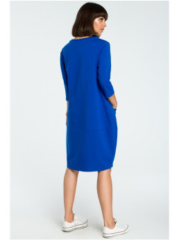 B083 Didelė suknelė su kišene - karališka mėlyna