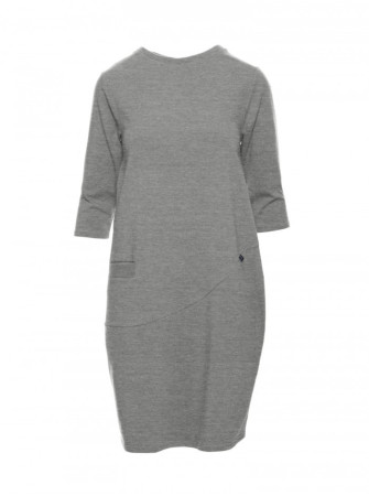 B083 Didelė suknelė su kišene priekyje - pilka