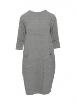 B083 Didelė suknelė su kišene priekyje - pilka