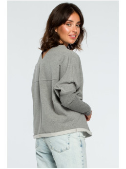 B094 Plačiausia palaidinė atvira nugara - pilka