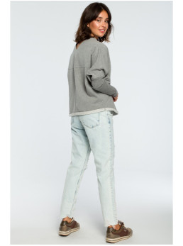 B094 Plačiausia palaidinė atvira nugara - pilka