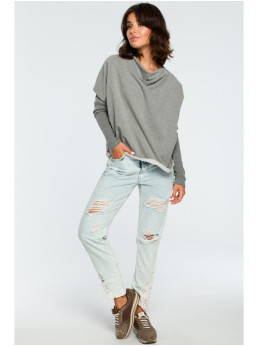 B094 Plačiausia palaidinė atvira nugara - pilka