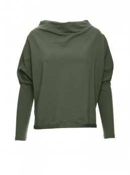 B094 Didinto silueto palaidinė su V formos iškirpte nugaroje - military green