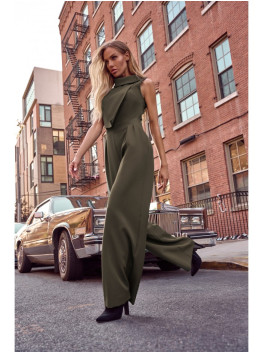 M702 Sleeveless jumpsuit with double layer top - khaki