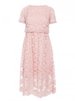 M405 Nėriniuotas trumpo viršaus midi stiliaus suknelė - rožinė