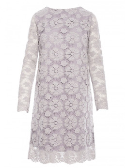 M406 A silueto nėriniuota suknelė ilgomis rankovėmis - pilka