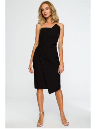 M409 Pieštuko silueto suknelė be petnešėlių - juoda