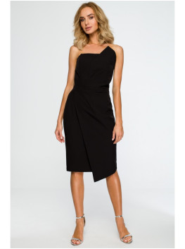 M409 Pieštuko silueto suknelė be petnešėlių - juoda