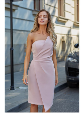 M409 Pieštuko silueto suknelė be petnešėlių - pudros