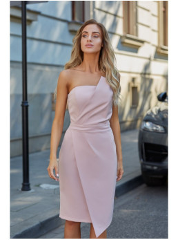 M409 Pieštuko silueto suknelė be petnešėlių - pudros