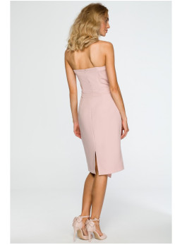 M409 Pieštuko silueto suknelė be petnešėlių - pudros