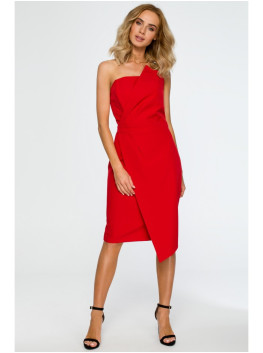 M409 Pieštuko silueto suknelė be petnešėlių - raudona