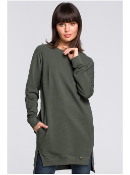 B101 Didelio dydžio tunika su skeltukais šonuose - military green