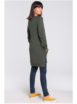 B101 Didelio dydžio tunika su skeltukais šonuose - military green