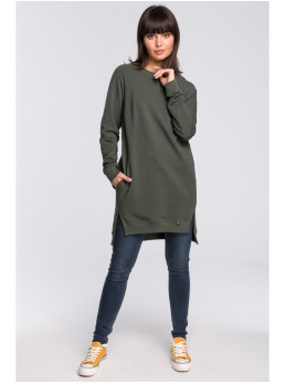 B101 Didelio dydžio tunika su skeltukais šonuose - military green