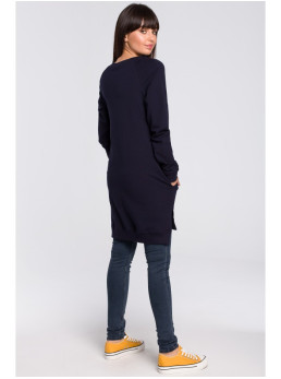 B101 Plačiausia tunika su skeltukais šonuose - tamsiai mėlyna