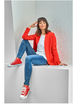 B102 Medvilnės mišinio atviras švarkas - raudona